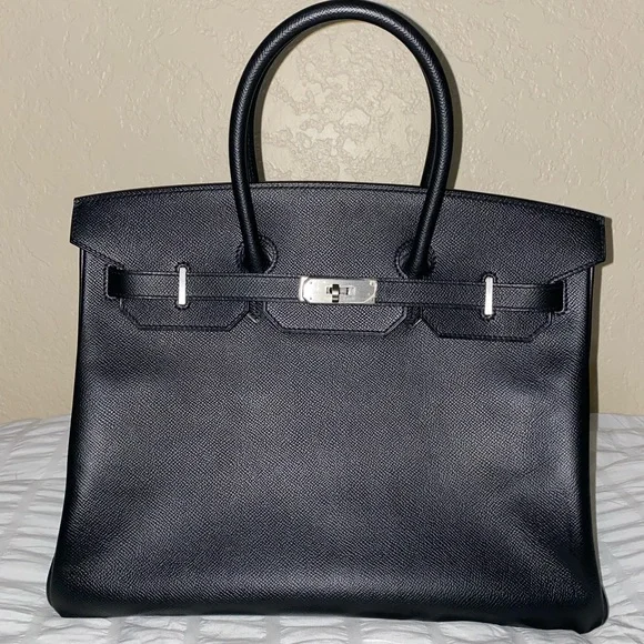 HP🎉RARE HERMÈS BIRKIN BRUSHED PALLADIUM HW EPSOM BLACK LEATHER 35 cm - Picture 2 of 16